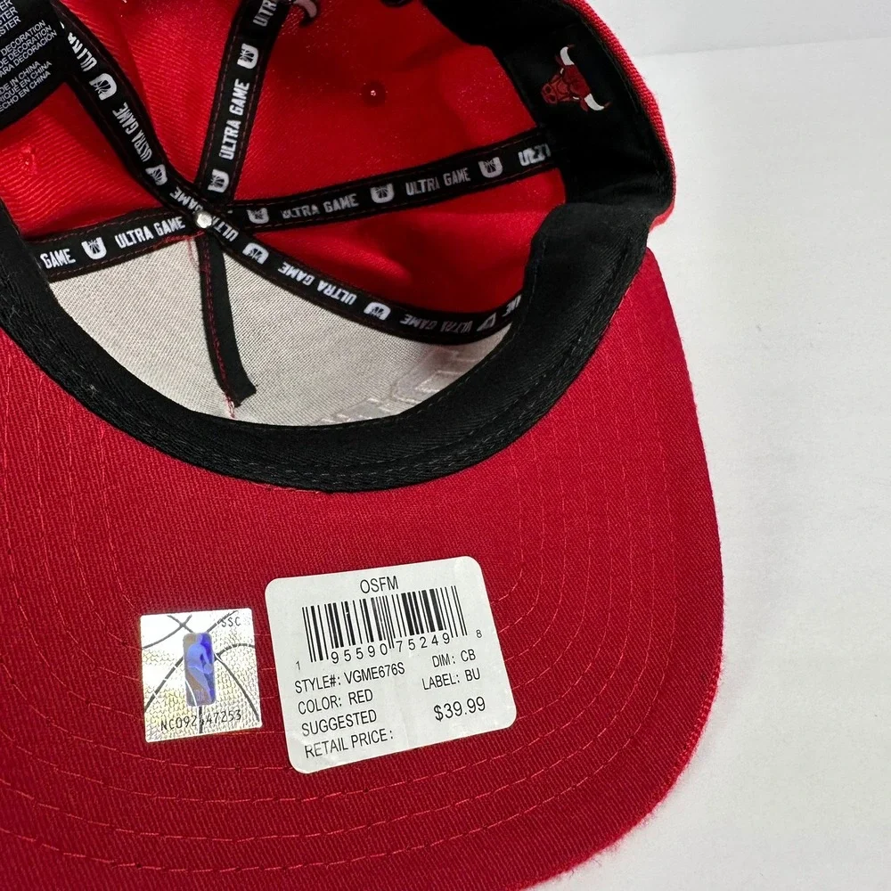 Chicago Bulls Ultra Game NBA Red Snapback Hat Cap Adjustable Adult‎ OSFM